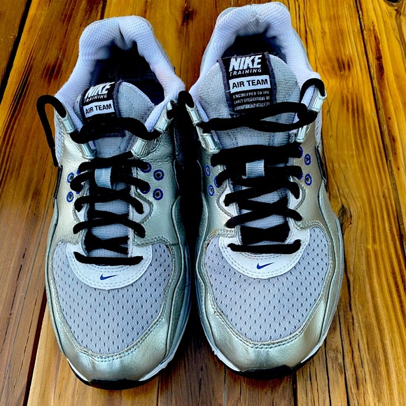 Retro Metallic Silver Air Team Training Nikes sz 7 - Picture 2 of 12